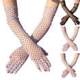 thumbnail image 1 of White Long Lace Evening Gloves for Tea Party Halloween Costume Gloves Polyester Tea Party Long Elegant Opera Lace Gloves Costume Floral Pattern Arm Elbow Length A, 1 of 4
