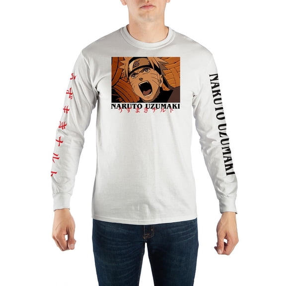 White Long Sleeve Naruto T-Shirt-Small