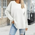 thumbnail image 1 of White Long Sleeve Shirts for Women, Polyester Womens Fall Fashion 2024, Womens Oversized Sweatshirts 2024 Casual Crewneck Long Sleeve Knit Tops Pullover Jumper Outfits XXL, 1 of 4