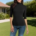 thumbnail image 1 of White Long Sleeve Shirts for Women Fashion Womens Solid Color Turtleneck Half Sleeves Slim Blouse Tops, Fall Clothes, 1 of 9