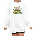 thumbnail image 1 of White Loose Print Sweatshirt Graphic Sweatshirt S-3XL St Patrick's Day Book Tea Cup Cotton Tops, 1 of 5