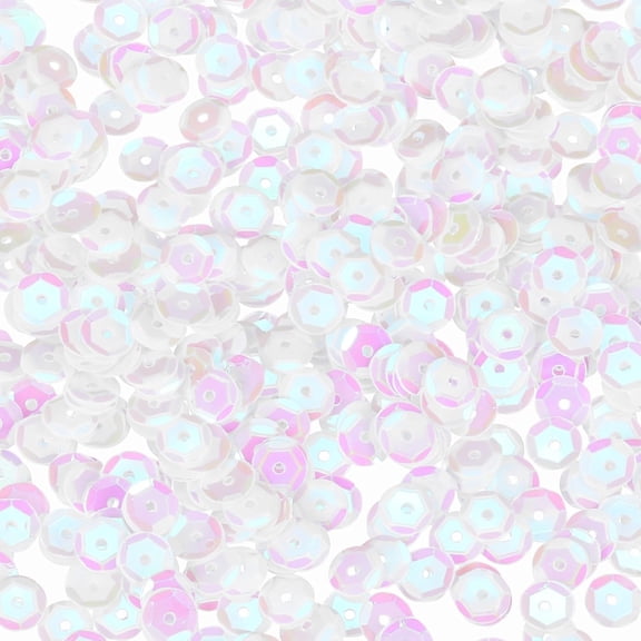 White Loose Sequins for Crafts,TGY 7200 Pieces 6mm Round Embroidery Craft Sequins,Iridescent Spangles with Holes for Crafts DIY Sewing Making Decorations