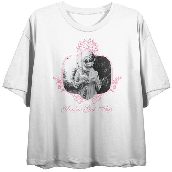 White Lotus B&W Photo of Tanya McQuoid You've Got This Women's White Cropped Tee-Large