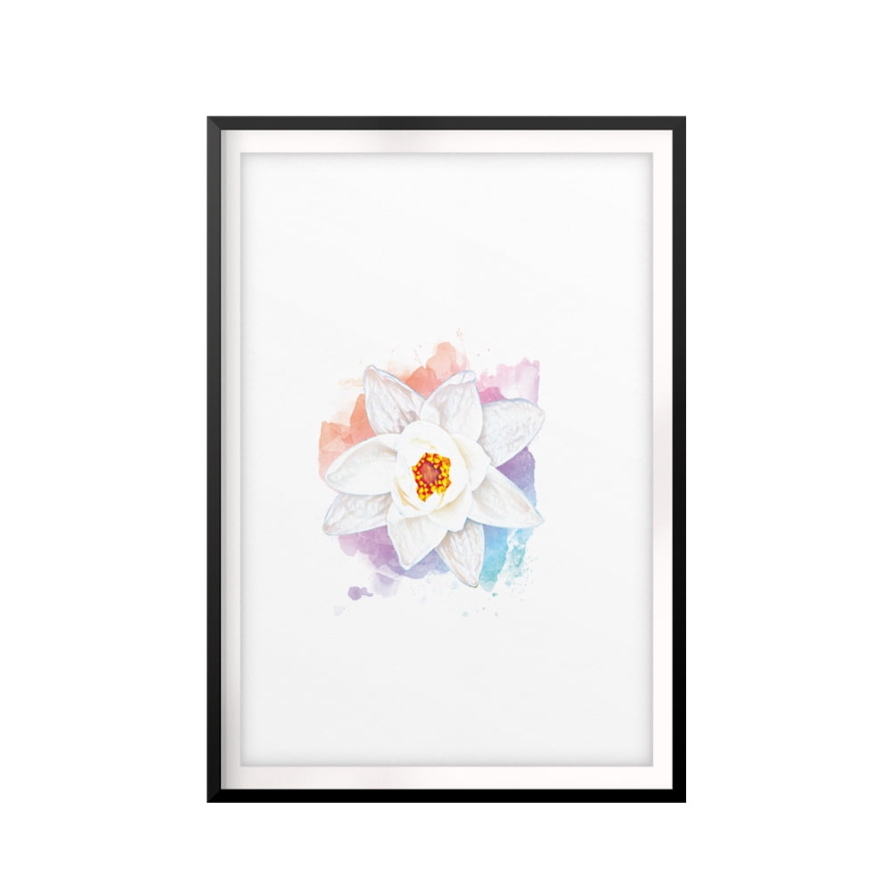 White Lotus Flower 8 x 10 UNFRAMED Print Water Color Wall Art - Walmart.com