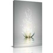 White Lotus Flower Canvas Wall Art Zen Decor for Bedroom Abstract Picture Print Painting,Framed Artwork for Living Room,Office 12"Wx18"L