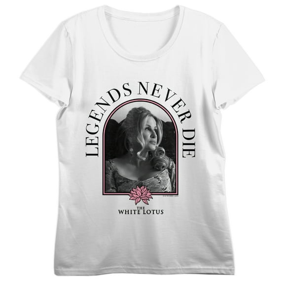 White Lotus Legends Never Die Crew Neck Short Sleeve Women's White T-shirt
-Small