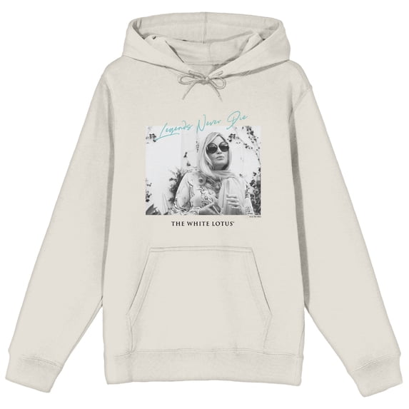 White Lotus Legends Never Die Long Sleeve Sand Adult Hooded Sweatshirt-Small