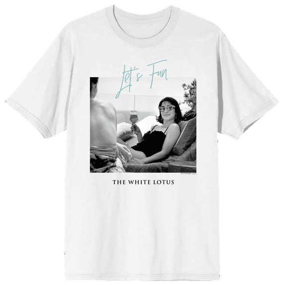 White Lotus Lucia Greco Let's Fun Crew Neck Short Sleeve White Adult T-shirt-Medium