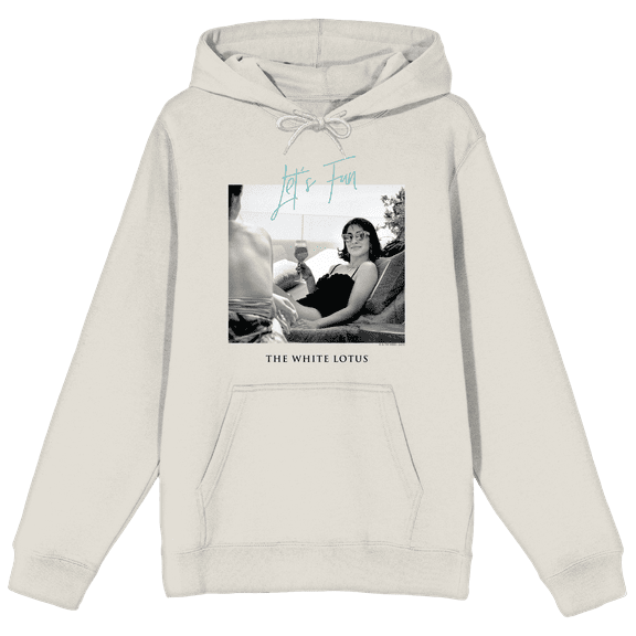 White Lotus Lucia Greco Let's Fun Long Sleeve Sand Adult Hooded Sweatshirt-Large