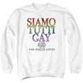 thumbnail image 1 of White Lotus Siamo Tutti Gay Unisex Adult Crewneck Sweatshirt, White, 3X-Large, 1 of 4