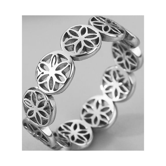 White Lotus Stacking Ring Yoga Stainless Steel Ring Lotus Jewelry Party Birthday Gift