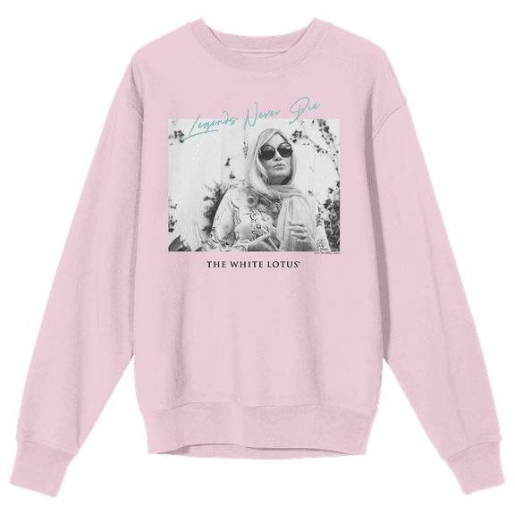 White Lotus Tanya McQuoid Legends Never Die Crew Neck Long Sleeve Cradle Pink Adult Sweatshirt-Large