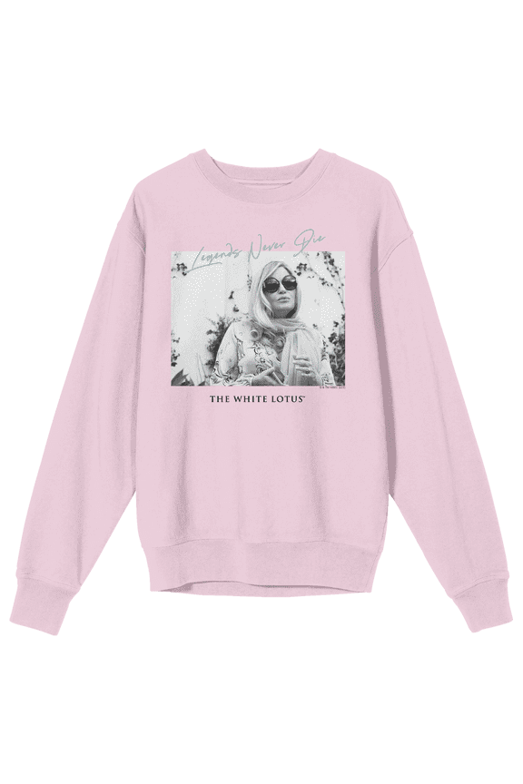 White Lotus Tanya McQuoid Legends Never Die Crew Neck Long Sleeve Cradle Pink Adult Sweatshirt-Small