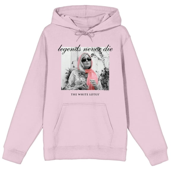 White Lotus Tanya McQuoid Legends Never Die Long Sleeve Cradle Pink Adult Hooded Sweatshirt-Small