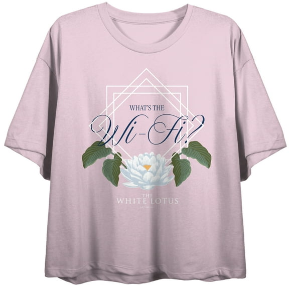 White Lotus "What's The Wi-Fi?" Women's Pink Cropped Tee-Medium