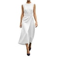 thumbnail image 1 of White Lounge Dresses for Teen Girls Summer Fall Sleeveless Crewneck Midi Knee Length Loose Fit Long with Slit Tie Knot Plain Dresses Womens 2026 Soft Comfy Clothing XXL, 1 of 6