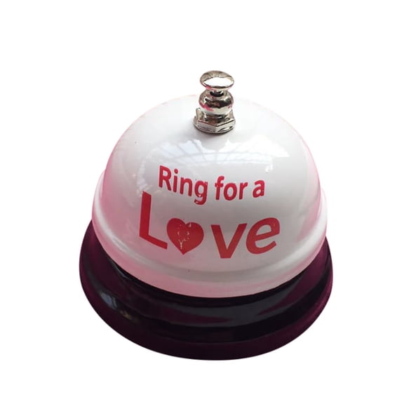 White Love Design Metal Service Bell, Counter Desk Call Bell for Restaurants, Cafes & Hotel Use (1pc)