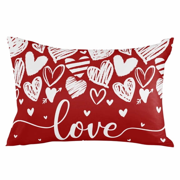 White Love Heart Standard Size Pillow Cover, Pillowcase Protectors with Zipper, Breathable Decorative Throw Pillow Case Cover, Pillow Shams for Couch Sofa 20x26Inch