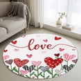 thumbnail image 1 of White Love, Round Area Rug 3.3 FT, Non Slip Small Entryway Kitchen Mat, Hppy Valentine's Day Geometric Leaves Washable Soft Circular Rug Non-Shedding Door Mat for Bathroom Playroom Kids Room, 1 of 9