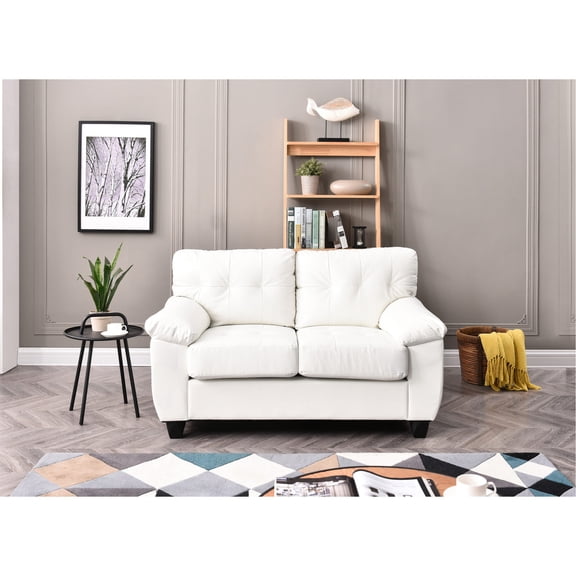 White Loveseat with Contemporary Design / Suitable for Two, Easy to Assemble