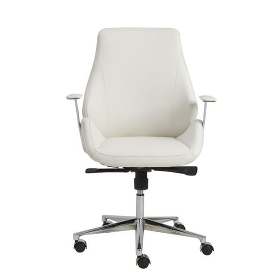 White Low Back Office Chair with Chromed Steel Base, 26.75 x 26 x 40.75 in.