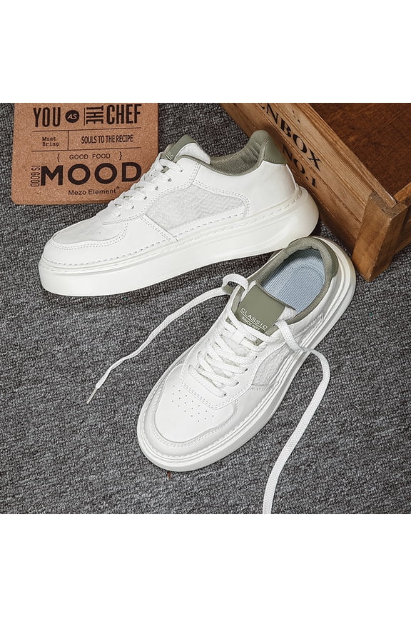 White Low/Mid-Top Sneakers - Slip-On/Lace-Up Closure, Breathable Fabric Upper & Rubber Sole, Minimalist All-White Casual for,, Outdoor - All-Season Comfortable Round-Toe Sneakers (No-Box Design)