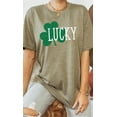 thumbnail image 1 of White Lucky with Green Shamrock Graphic Tee T-Shirt, 1 of 4