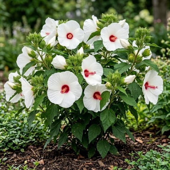 White Luna Hibiscus Plant Live Hardy Hibiscus Moscheutos Bush Tree 5-7"Tall, No Ship TX