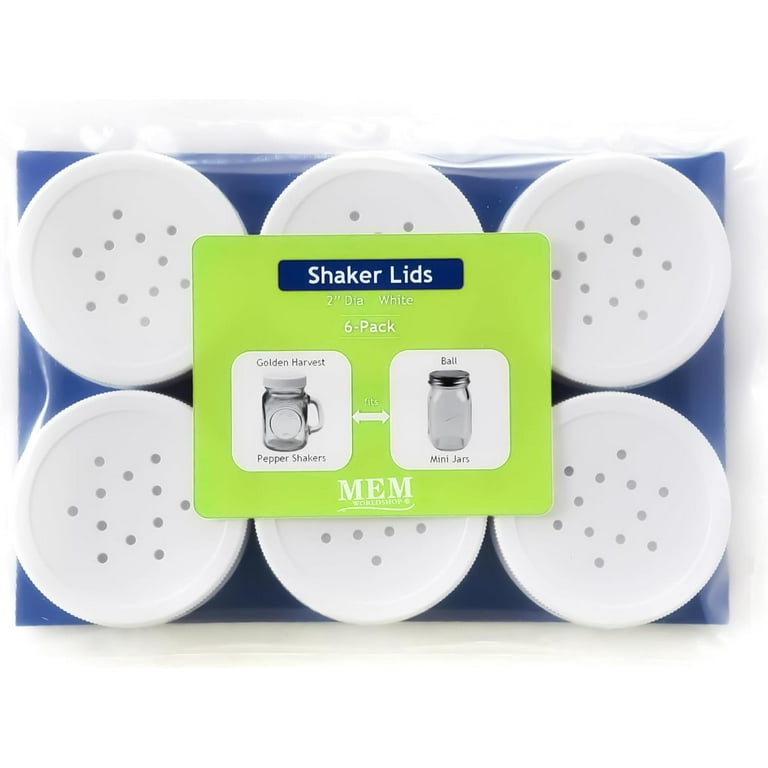 White M.E.M Plastic Replacement Lids for 4 oz Golden Harvest Salt