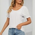 thumbnail image 1 of White M WIZUTIZ Top for Women Holiday Saving Casual Cotton Blend Pure Colour Tee Solid Linen Round Neck Tshirts Summer-Beach Short Sleeve Cozy Style T-shirt Oversize Tunics Tshirt Plain Ladies Blouse, 1 of 4