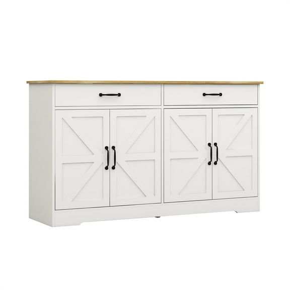 White MDF 55.91 in. Sideboard with X-panel Design Doors