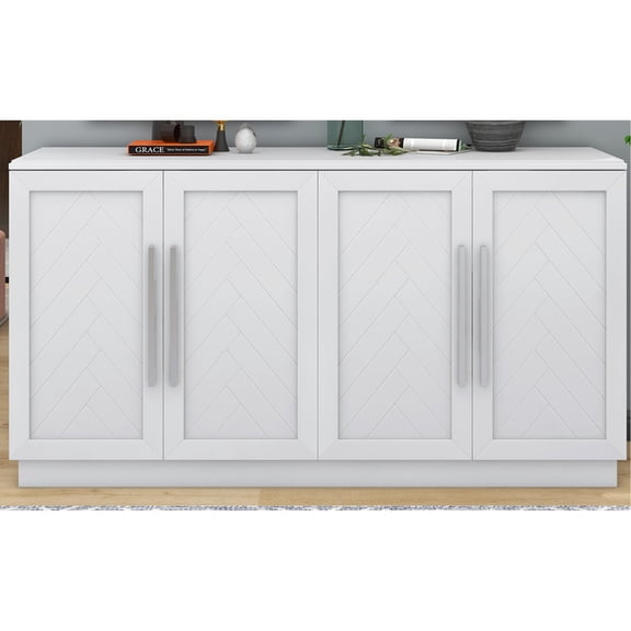 White MDF Cabinet - Removable Panels for Extra Space - Kitchen Storage - Expand Storage Area