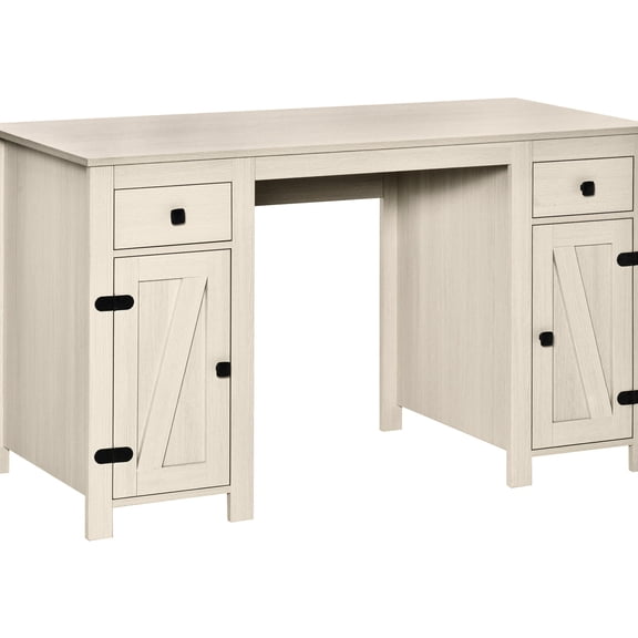 White MDF Computer Desk with Adjustable Storage / Meet Your Storage Needs