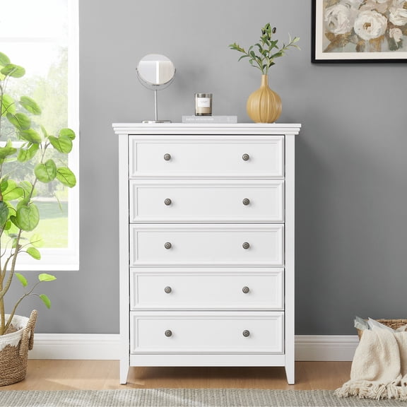 White MDF Dresser with Anti-Tipping / Ensure Safe and Spacious Storage