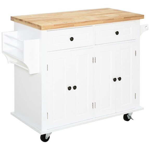 White MDF Island - Adjustable Interior Shelves - Home Kitchen - Customize Storage Space