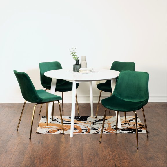 White MDF & Rubberwood - Space-Saving Design for Easy Movement - Dining Nooks and Cozy Corners - Comfortable Dining with Soft Velvet Chairs