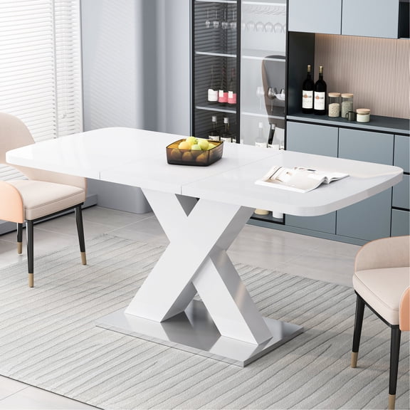 White MDF+Steel Table - Expandable for Use - End Table Scenario - Beautiful and Long - lasting