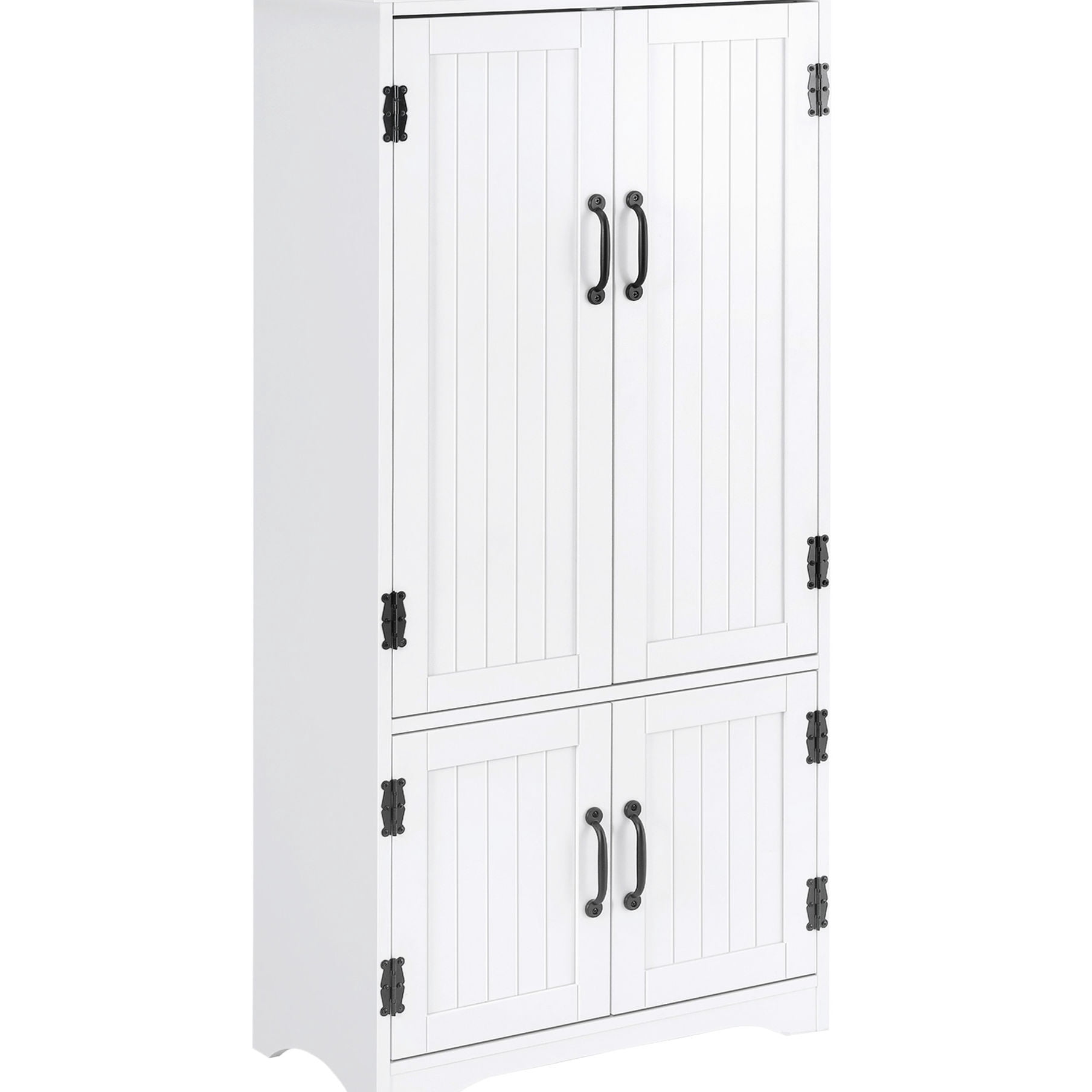 White MDF Storage Unit - Beadboard Doors and Black Handles - Kitchen ...