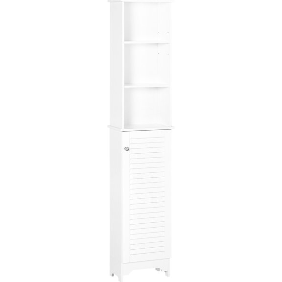 White MDF Tower - Maximize Bathroom Storage Room - Fill Empty Corners - Hold Up To 110 lbs