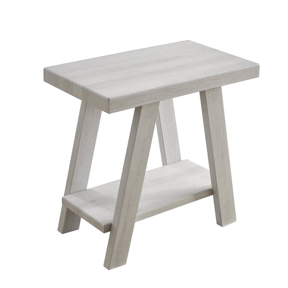White MDF Wood Shelf Side Table with Storage for Living Room, Small Space Contemporary Accent End Table