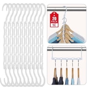 Cozymood Space Saving Hangers, 20 Pack Magic Hangers 5 Holes Sturdy Plastic Hanger Closet Organizer Multifunctional Hanger, White