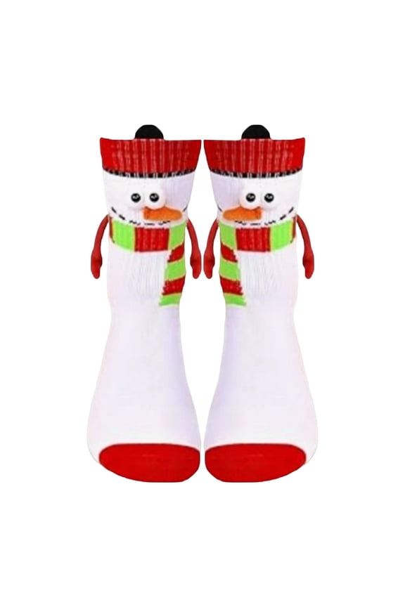 White Magnetic Christmas Socks, Hand Holding Couple Socks, Sweat Absorbing Sports Socks With Polyester Material, Mid Calf Length For Winter Wear, Gym, Gift Exchange 7.48X5.91In 0.2Lb
