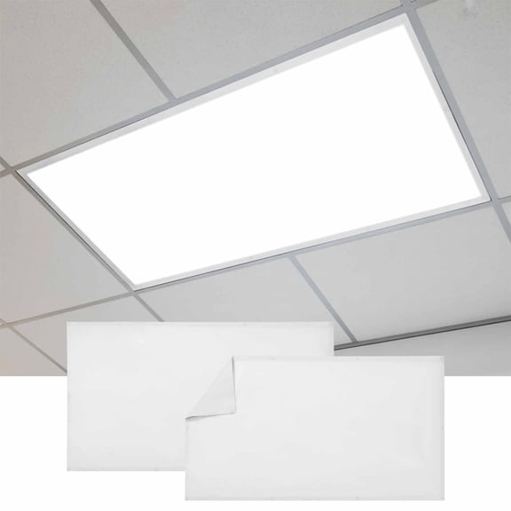 White Magnetic Fluorescent Light Covers for Ceiling Lights 2 x 4 Feet, Modern Simple White Backdrop Office Classroom Kitchen Drop Ceiling Light Covers Lighting Filters Shade Panel 2 Packs