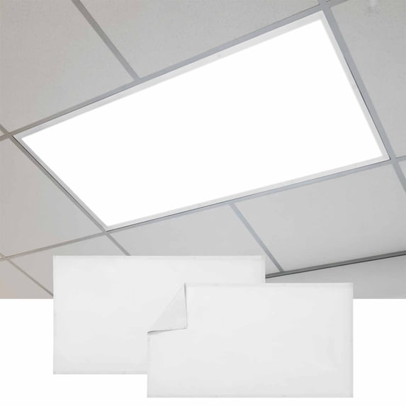 White Magnetic Fluorescent Light Covers for Ceiling Lights 2 x 4 Feet, Modern Simple White Backdrop Office Classroom Kitchen Drop Ceiling Light Covers Lighting Filters Shade Panel 2 Packs