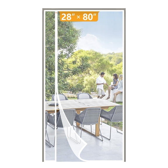 White Magnetic Screen Door Fits Door Size 28"x80", Reversible Side Opening