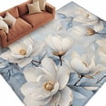 thumbnail image 1 of White Magnolia Area&nbsp;Rug 6x9ft Farmhouse Flowers Non-Slip&nbsp;Washable Square&nbsp;Rugs Soft Felt Indoor Floor Mat for Bedroom Kitchen Living Room Bathroom, 1 of 9