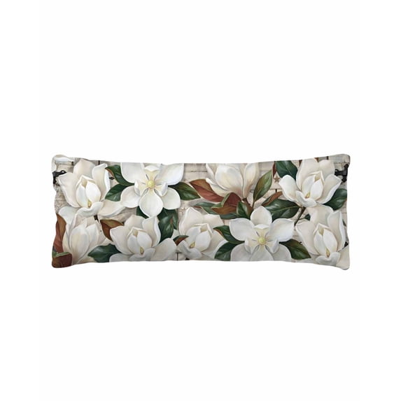 White Magnolia Blossom Body Pillow Cover 20 x 60 Inch Decorative Pillow Cover Spring Floral Flowers Farmhouse Lumbar Pillowcase Seasonal Rectangle Cushion Case for Couch Sofa Bed Living Room