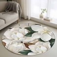 thumbnail image 1 of White Magnolia Blossom Round Area Rug 3.3Ft Washable Circle Rugs for Dining Room Table, Spring Floral Flowers Farmhouse Non-Slip Carpet Floor Mats Indoor Outdoor Carpet Runner Aesthetic Home Decor, 1 of 8