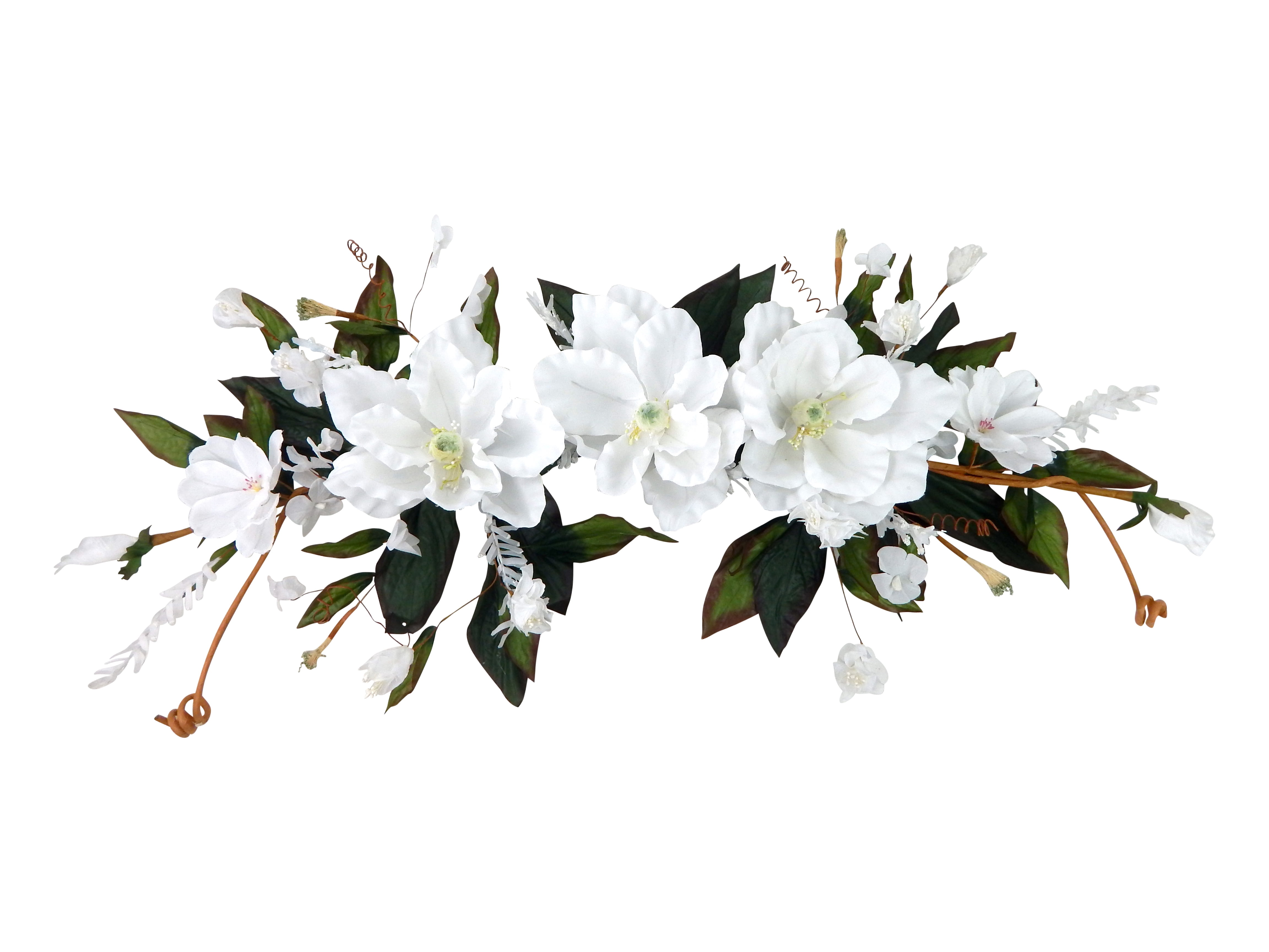 White Magnolia Dogwood 40in Artificial Polysilk Faux Fake Flower Hand Wrapped Swag for Craft Home Garden Outdoor Bouquet Arrangement Ceremony Wedding Arch Floral Wall Aisle Decor (White, Set of 2)