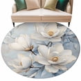 thumbnail image 1 of White Magnolia Round Area&nbsp;Rug 7ft Farmhouse Flowers Non-Slip&nbsp;Washable Circle Rugs Soft Felt Indoor Floor Mat for Bedroom Kitchen Living Room Bathroom, 1 of 9
